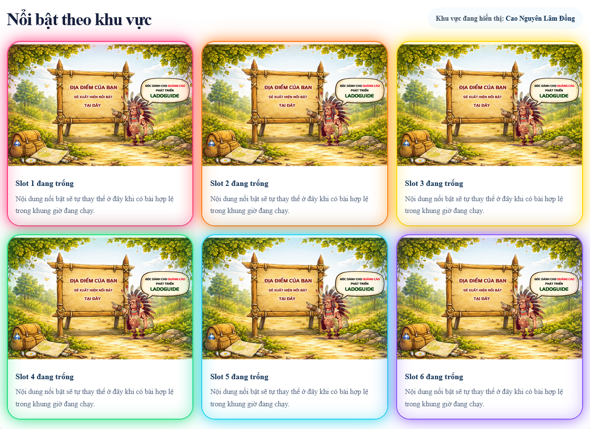 Cơ chế & vị trí quảng cáo trên Ladoguide